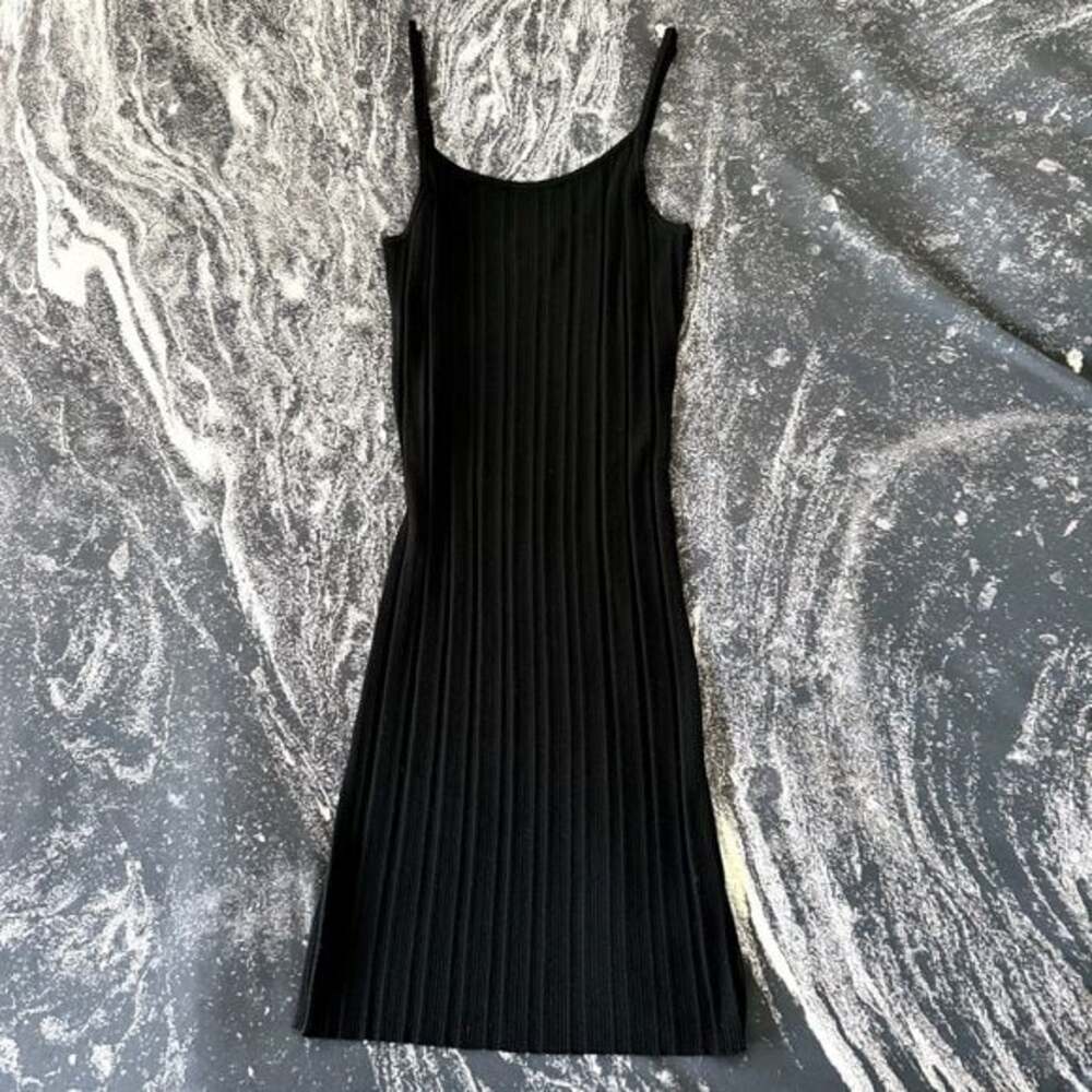House of Harlow 1960 Black Ribbed Sleeveless Midi Dress Whimsigoth Y2K